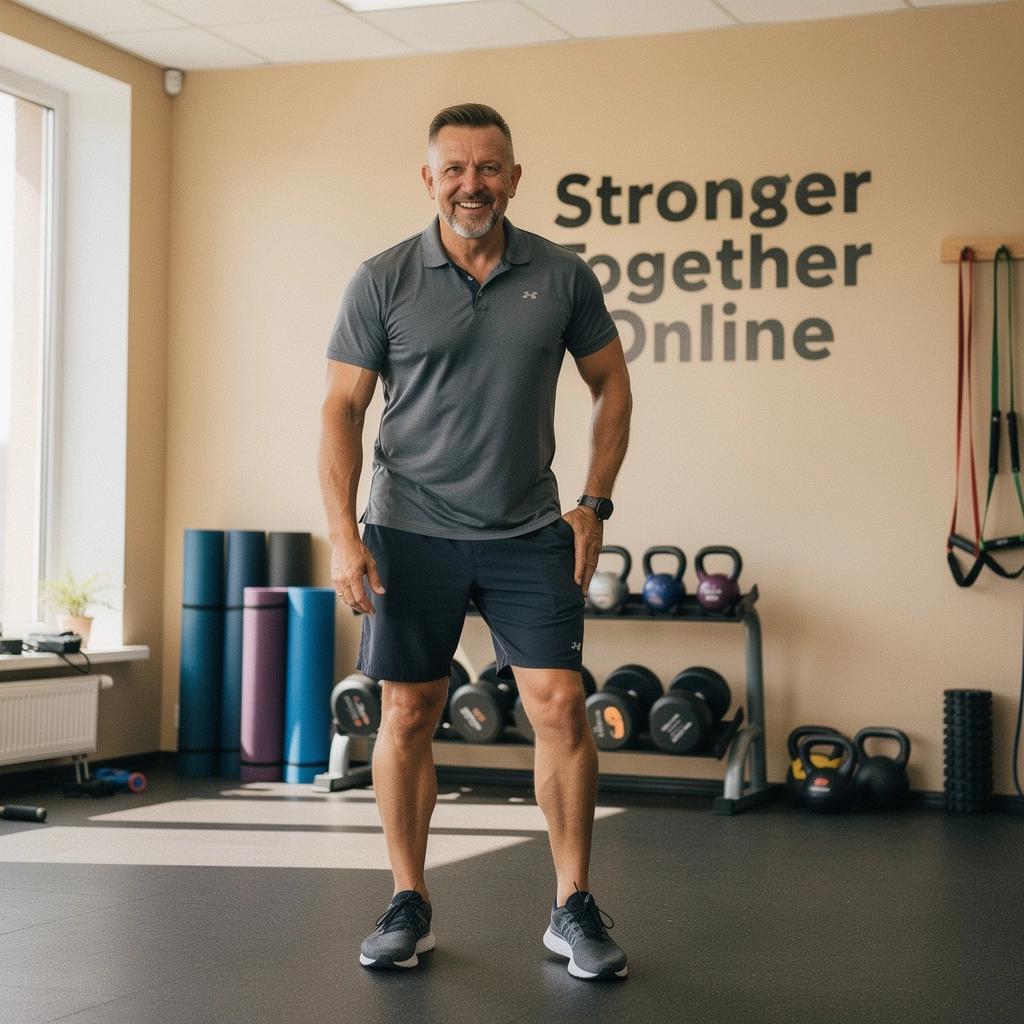 Vīrietis, kas stiepjas, izmantojot vingrošanas bumbu.